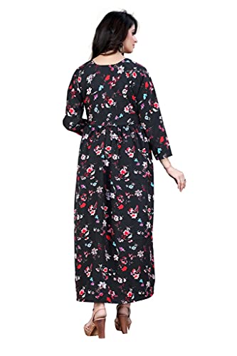 Image of H.E HAMZA ENTERPRISER Printed Crepe Material Brown Western Dress For Women