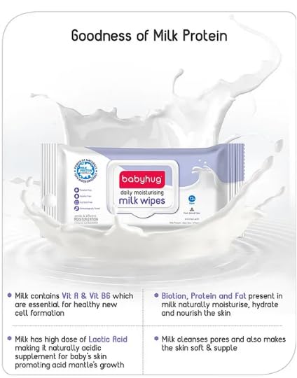 Babyhug Milk Daily Moisturising Baby Wet Wipes 98% Water Pack of 6-72 Pieces Each 2
