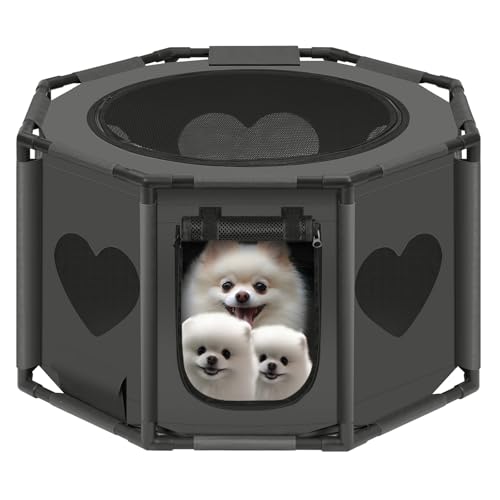 EUGAD Parque para Perros 77,5x77,5x44,5cm, Corralito para Perros con Techo Transpirable, Parque Octogonal para Mascotas, Parque para Gatos, Tienda Plegable para Conejos y Gatos, 0055WL