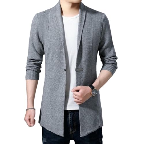 Cardigan tricoté mi-long homme style coréen veste d'automne fluide unie casual