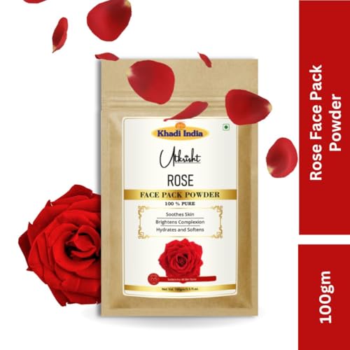 Image of Khadi Rose Face Pack Powder 100g | For Dullness, Fine lines & Wrinkles | Smooth, Glowing & Brightening | Pure, Natural & Ayurvedic | Removes Durt & Impurities | Face Pack for Men & Women