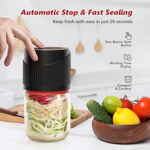 CooAoo Electric Mason Jar Vacuum Sealer Kit - 4 in 1 for Wide and Regular Mouth Jars,Wine Bottles, Bags, and Containers - Automatic Stop by CooAoo - Image 2