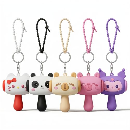 Image of Cute Cartoon Hammer Keychain With Sound For Kids, Shake Left Right Musical Beep Hammer Toy, Soft Grip Cartoon Handheld Sensory Keychain For Babies & Toddlers pack of 1 (Multicolor)