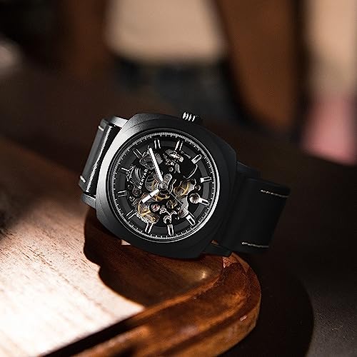 BY BENYAR Automatic Watch for Men Skeleton Mechanical 45mm Square Mens Watches 30M Waterproof Gift for Men