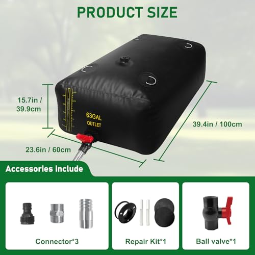 image for LXVOOEE 240L/63 Gal Water Bladder with Water Level Indicator, PVC Fold