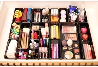 color house Parlak Siyah (Piano Black) 24 Parça Makyaj Takı Toka Organizer Sert Plastik Düzenleyici Siyah Tek Ebat - Görsel 5