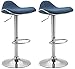CLP Lot De 2 Tabourets De Bar Shanghai en Tissu I Siège Ergonomique Pivotant avec Hauteur Réglable I Piètement Trompette, Couleur:Bleu