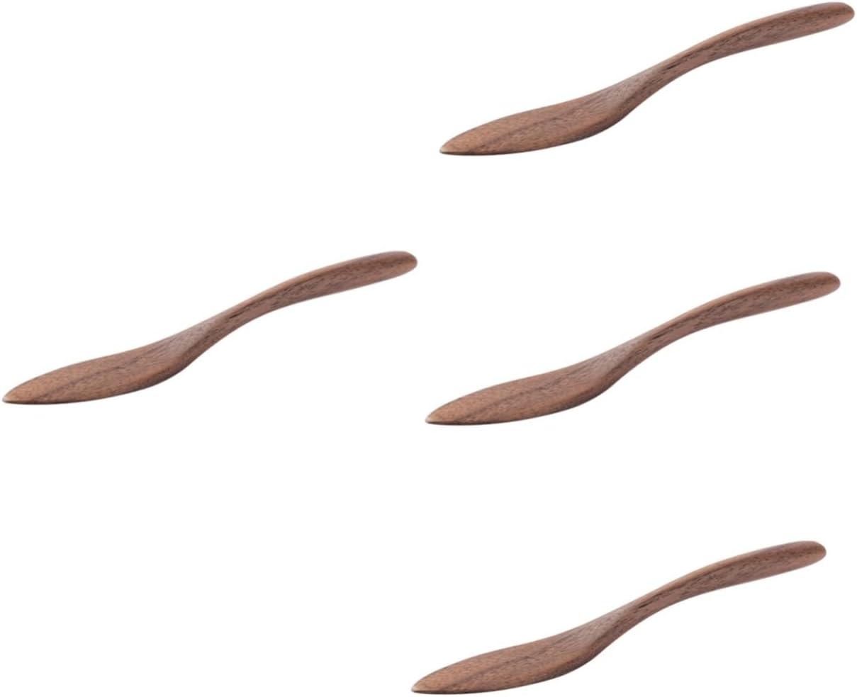 Garneck 4pcs Wooden Japanese Butter Spreader Multi-function Cheese Spreader Ergonomic Butter Spatula Scraper Accessory