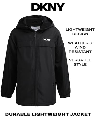 Image of DKNY Boys Fleece Jacket - Water and Wind Resistant Polar Fleece Lined Boys Windbreaker Jacket - Cozy Outerwear Kids Jackets