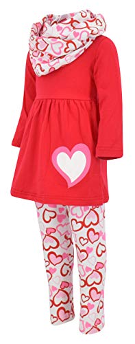 Image of Unique Baby Girls Kids Toddler 3pc Outfit Set Long Sleeve Lightweight Tunic Top Leggings and Scarf