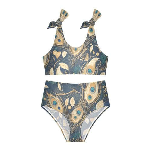 KLL Peacock Feather Pattern Girls 2 Piece Bikini Sets Quick-Dry Beach Bathing Suit Bathing Suit3