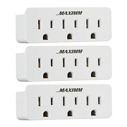 Maximm (3 Pack) 3 Outlet Grounded Wall Tap Adapter, Power Outlet Splitter, Turn One Outlet Into 3 Multi Outlet And ETL Listed