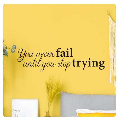 My Vinyl Story - You Never Fail Until You Stop Trying - Motivational Inspirational Wall Decal Sticker Vinyl Quote Art Decor for Home Office, Classroom, Affirmation - Removable (Black, 36x10 inches) by My Vinyl Story - Used condition - US$15.70