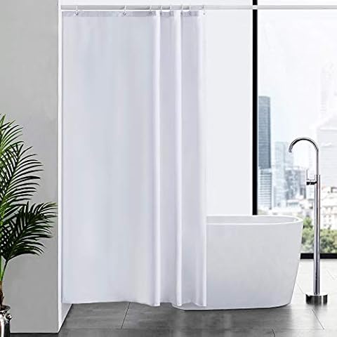 Furlinic Duschvorhang Textil Anti-schimmel Wasserdicht Waschbar Badvorhang aus Polyester Stoff Weiß 120x200cm Cover