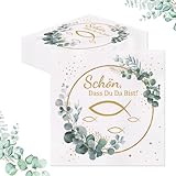 GROVBLE 40 Stück Servietten Taufe, Servietten Kommunion Mädchen Junge, Servietten schön dass du da bist für Konfirmation, Kommunion und Taufen, Eukalyptus, kommunion deko, Fisch taufe deko, 33x33 cm