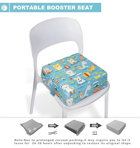 Image of Toddler Booster Seat for Dining Table, Portable Booster Seat for Kitchen Chair, 4 Inch High-Density Foam Cushion with Adjustable Safety Straps and Non-Slip Bottom, Perfect for Kids Travel and Daily