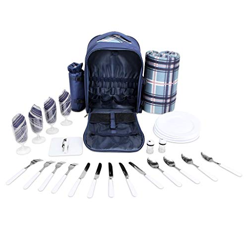 Todeco: Mochila de Picnic  Cesto para 4   Material: 600D PVC  210D poliéster  Espuma