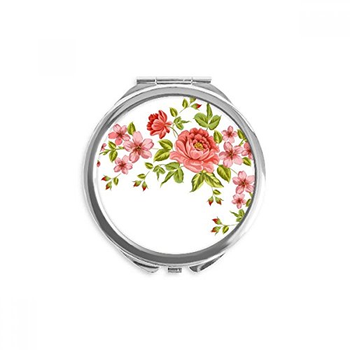 Miroir de poche roses rouges portable pour maquillage à la main