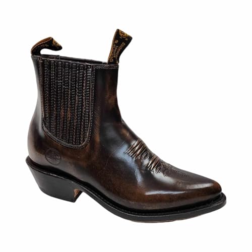 Dona Michi MEN'S GENUINE LEATHER WESTERN STYLE COWBOY SLIP ON ANKLE BOOTS~4