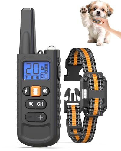 Dog Shock Collar for Small Dogs – 3300FT Long Range IP67 Waterproof Rechargeable Dog Training Collar with Remote, 20 Levels Vibration & Shock, Beep, LED Light & Safety Lock