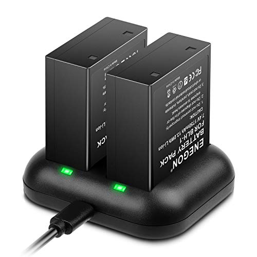 BLH-1, Totalmente Decodificado Batera ENEGON (Paquete de 2) y Cargador rpido USB Doble para Olympus BLH-1, BLH1 y Olympus OM-D, OMD E-M1 Mark II / EM1 Mark II/Mark 2 (Completamente decodificado)