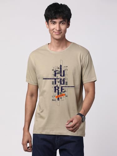 Image of ADRO Men's Graphic Printed 100% Cotton T-Shirt - Regular Fit, Printed T-Shirts for Men