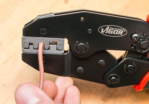 ViGOR Hebelcrimpzangen-Satz V2499 I 6-teiliges Elektrowerkzeug-Set, Crimp-Zange für isolierte und geschlossene Kabel-Schuhe und Aderendhülsen, in kompaktem Werkzeugkasten