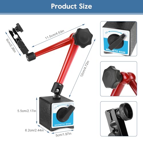 Messuhr Halterung, Messstativ mit Magnetfuß, Halter Messuhr, Zifferblatt-Basishalter Magnetischer Messständer 350 mm verstellbarer universeller magnetischer Basisständerhalter für Messuhr-Messuhr