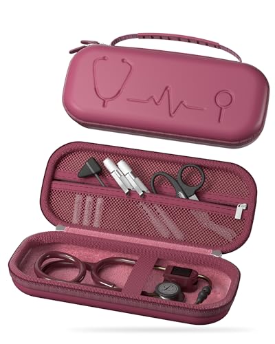 ProCase Stethoskop Tasche für Medi-Inn/3M Littmann/MDF/SCIAN, Stethoskopetui passend für 3M Littmann Classic III Stethoskop Medizinische Aufbewahrungstasche für Pflegeschulausrüstung -Himbeere