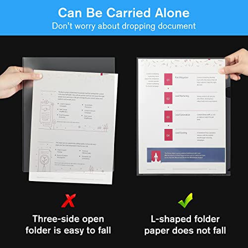 Ktrio 12 Pack Plastic File Folders, Clear Colored Project Pockets Plastic Sleeves, L-Type Documents Folder Jacket, Paper Sheet Protectors For Office School, Fits Letter Size, 6 Assorted Colors #TOP3