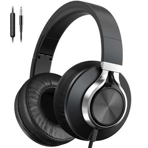 AILIHEN C90 Wired Headphones with Microphone Volume Control, Noise Reduction Over Ear Headphones Wired 3.5mm, Super Soft Corded Headphone for Cellphones, Tablet and Chromebook (Black, Classic, L) by AILIHEN - Used condition - US$18.60