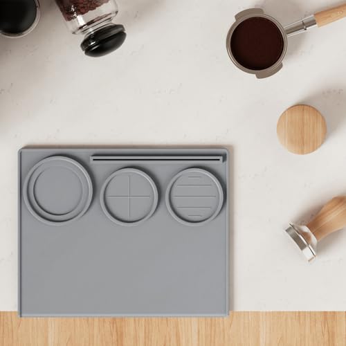 Image of Espresso Tamping Mat, Coffee Tamper Mat, Espresso Mat for Counter, Silicone Tamper Mat, Food-grade, Non-Slip, Waterproof, Heat Resistant (Gray, 25x20x2cm)