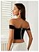 Floerns Women's Off Shoulder Short Sleeve Asymmetrical Hem Ruched Corset Crop Top Black Medium
