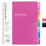 PAPERAGE Teacher Planner, Weekly & Monthly Academic Planner & Calendar, 12-Months, July 2026 - June 2027, (9.5' x 11'), Teacher Lesson Planning Book with Tabs, Stickers & Inner Pocket, Raspberry
