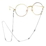 TERAISE Brillen Kette FüR Frauen/Damen Retro Mode Metall Geschnitzt Sonnenbrille SchnüRe Verstellbar Mit Sauberen Tuch(Silver)