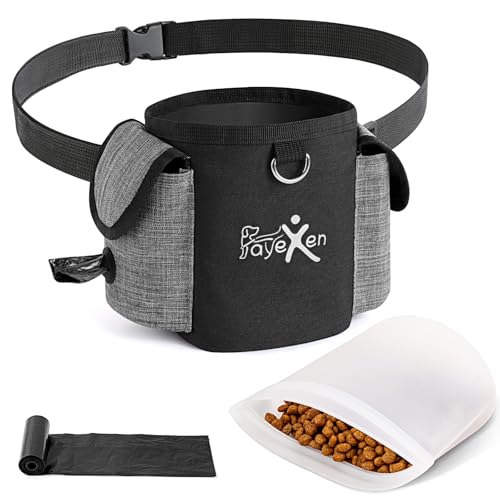 Leckerlitasche für Hunde Bauchtasche Hundetraining mit Hundekotbeutelspender & InnenTasche in Silikon Hundezubehör Leckerlibeutel für Hund mit Verstellbarem Gürtel für Hundefutter Aufbewahrung Gehen