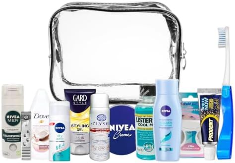Trousse Travel Essentials, trousse de voyage adaptée aux bagages de cabine,  aux vacances et aux voyages d'affaires, comprenant tous les produits de  marque de soins personnels nécessaires : Amazon.com.be: Mode