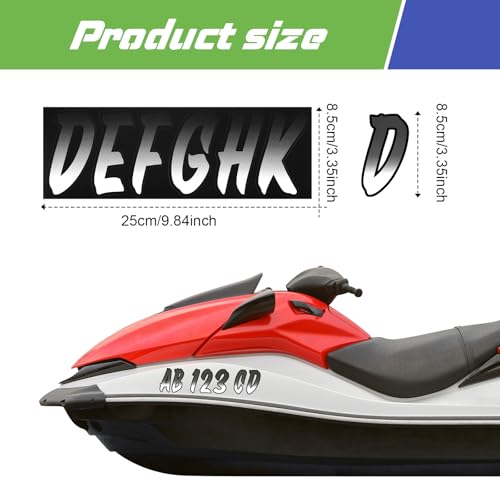Image of MotiMind 30 Pcs Boat Registration Numbers 0 to 9 and Name Decal Letters A to Z Waterproof Marine Boat Registration Numbers Custom Vinyl Stickers for Yachts Personal Watercraft(Gradient,Black)
