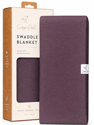 Image of Copper Pearl Swaddle Blankets for Newborns | Soft Stretchy Receiving Blankets for Boys and Girls | Large 46 x 46 Inch Baby Blankets | Lightweight and Breathable Swaddles | Plum