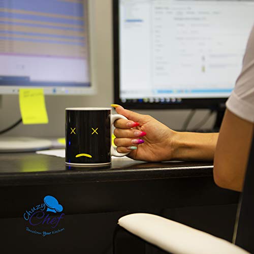 Magic Color Changing Funny Mug - 2 Pack Cool Coffee Tea Unique Heat Changing Sensitive Cup 12 Oz Yellow & White Happy Face Design Drinkware Ceramic Mugs Birthday Gift Idea #TOP6