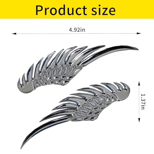 1 Pair Silver Car Angel Wings Sticker, Hawk Eagle Wings Automobile Emblem,4.92in*1.37 * 0.39in 3D Metal Stereo Wing Sticker, Suitable for Most Cars Models (Silvery)