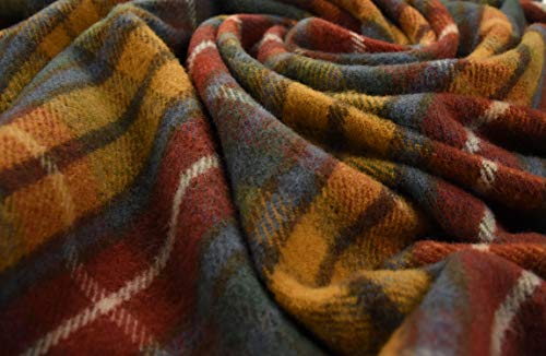 Prince Of Scots Highland Tartan Tweed 100% Pure New Wool Fluffy Throw (Antique Buchanan) #TOP5
