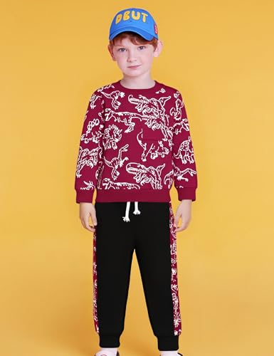 Boy Clothes Dinosaur Print Sweatshirt Jogging Pants Boys Outifts2