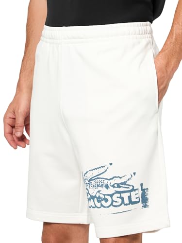 Lacoste Men's Regular Fit Spray Painted Shorts, White & Dark Blue, Large3