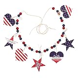 Ornement suspendu en perles de bois : il apporte un nouveau look et une atmosphère de jour d'indépendance à votre maison, jardin, fête ou magasin, etc. ornement suspendu au mur