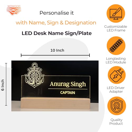 Image of Personalized Acrylic Desk Name Lamp for Navy Officers | Custom LED Light with Name, Designation, Logo | Lieutenant, Commander, Captain, Admiral, INS Officer Gift | Best Indian Navy Gift (For Navy Officer)