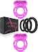 Cock Ring Set - 2 Vibrating Cock Rings w. Clit Stimulator & 3 Different Size Penis Ring - Erection Enhancing Sex Toy for Men and Couples
