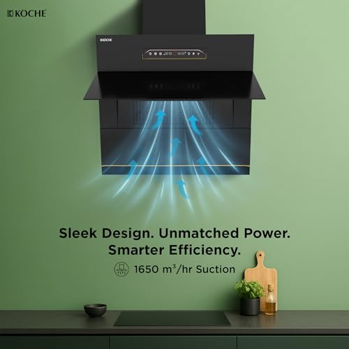 Image of KOCHE LAURA 60 Chimney for Kitchen 60cm| 1650 m /hr Suction | Filterless Heat Auto-Clean | BLDC Motor | Gesture Control | Hydraulic Louvers | Low Noise | 12 Yr Motor Warranty
