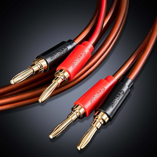 Image of Speaker Wire with Banana Plugs,14 Gauge Speaker Cables, Oxygen-Free Copper(OFC),2 Pack /6.6Feet