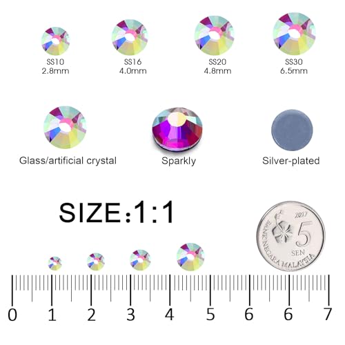 Image of Hotfix Rhinestones Bulk, 14400PCS Crystal AB Hot Fix Rhinestones for Clothes DIY Decoration Crafts, Crystal AB, SS10, 2.7-2.9mm